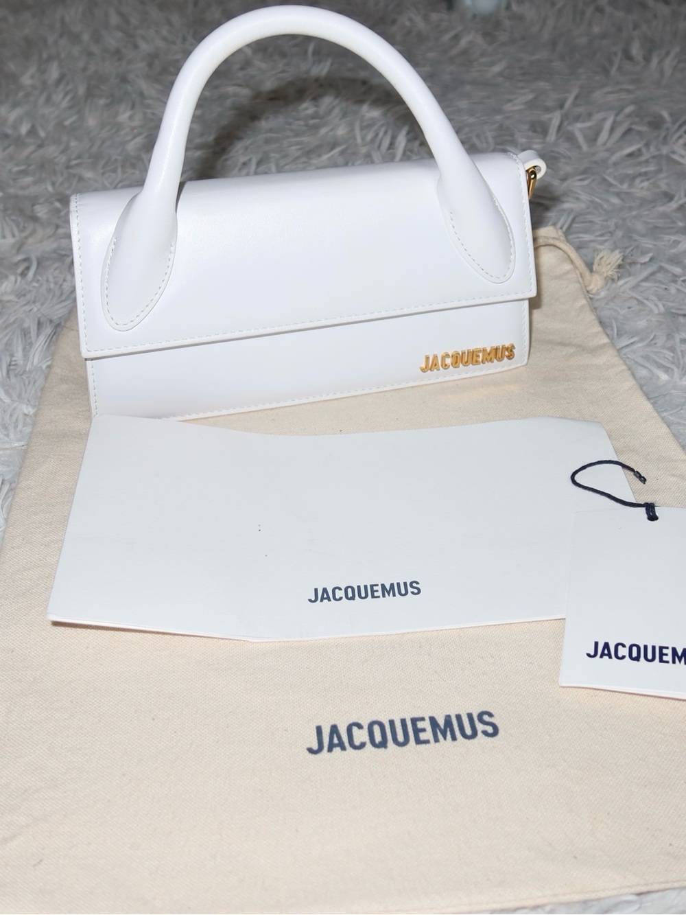 Jacquemus White Le Chiquito Long Bag with crossbody strap